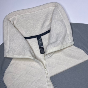 Mountain Hardwear Grey White Fleece‎ Stretch High Neck Hoodless Jacket Small